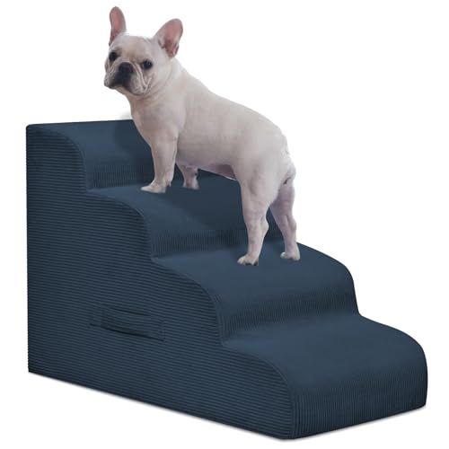 Mesa Lemon Hundetreppe für kleine Hunde, 4-stufige Haustierrampe Treppe für Hochbetten und Sofa, rutschfeste Haustiertreppe für kleine Hunde und Katzen, Abnehmbarer und leicht zu reinigender Bezug von Mesa Lemon