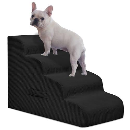 Mesa Lemon Hundetreppe für kleine Hunde, 4-stufige Haustierrampe Treppe für Hochbetten und Sofa, rutschfeste Haustiertreppe für kleine Hunde und Katzen, Abnehmbarer und leicht zu reinigender Bezug von Mesa Lemon