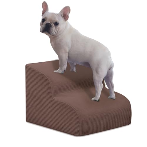 Mesa Lemon Hundetreppe & Stufen für Hochbetten, 2 Stufen Hochdichter Schaumstoff, wasserdichte Hunderampe für kleine Hunde und Katzen, Haustiertreppe mit abnehmbarem waschbarem Bezug für Bett, Couch von Mesa Lemon