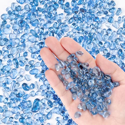 Bunte Glassteine, 0,44 kg Aquarium Kies, kleiner unregelmäßiger Regenbogen Aquarium Kies für Aquariendekorationen und Schildkrötenbecken, Glasperlen-Kristalle für Fischschalen, Vasenfüller, Hellblau Bunte Glassteine, 0,44 kg Aquarium Kies, kleiner unregelmäßiger Regenbogen Aquarium Kies für Aquariendekorationen und Schildkrötenbecken, Glasperlen-Kristalle für Fischschalen, Vasenfüller, Hellblau von Meschett