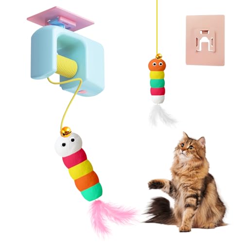 Mesen Katzenspielzeug Interaktives Katzenfederspielzeug für Indoor-Katzen, intelligentes USB-wiederaufladbares Tür-Hänge-automatisches einziehbares Kätzchenspielzeug, geistige körperliche Stimulation von Mesen