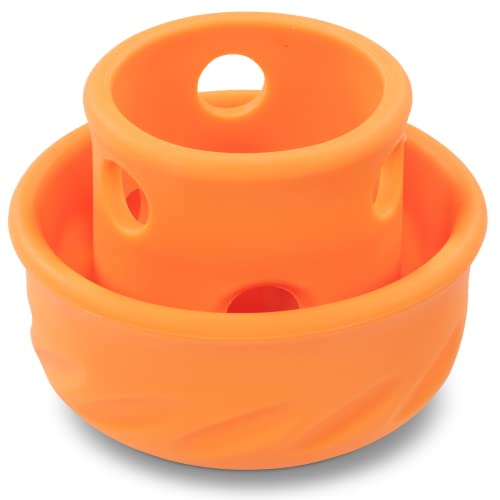 Messy Mutts Totally Pooched Puzzle 'n Play Mushroom | Interaktives Leckerli-Puzzle-Spielzeug für Hunde | Langlebiges 10,2 x 8,9 cm TPR Hundespielzeug | Orange von Messy Mutts