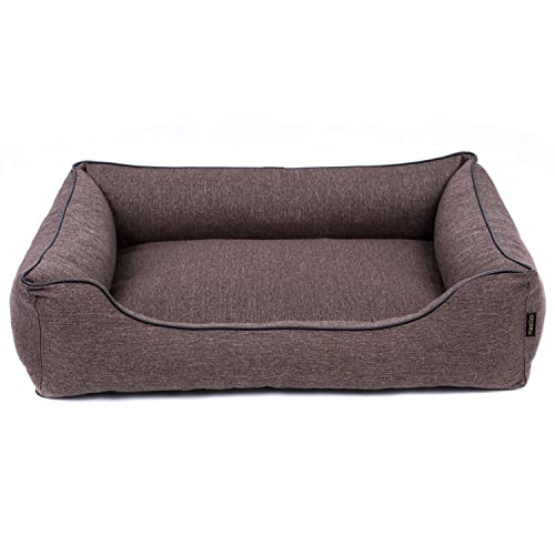 Mestizo Mallorca Comfort Haustierbett Hundekorb Tierbett Hundesofa aus Strapazierfähigem Polsterstoff (Außenmaße: 100x75cm / Innenmaße: 70x53cm, Braun/schwarz) von Mestizo