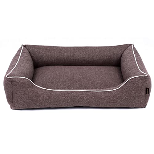 Mestizo Mallorca Comfort Haustierbett Hundekorb Tierbett Hundesofa aus Strapazierfähigem Polsterstoff (Außenmaße: 100x75cm / Innenmaße: 70x53cm, Braun/weiß) von Mestizo