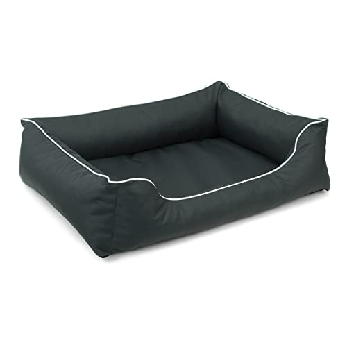 Mestizo Valencia Orthopedic Orthopädisches Haustierbett Hundekorb Tierbett Hundesofa Bezug aus wasserdichtem Polyestergewebe Cordura (Außenmaße: 100x75cm / Innenmaße: 70x53cm, Dunkelgrau/weiß) von Mestizo