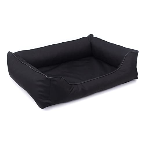 Mestizo Valencia Orthopedic Orthopädisches Haustierbett Hundekorb Tierbett Hundesofa Bezug aus wasserdichtem Polyestergewebe Cordura (Außenmaße: 100x75cm / Innenmaße: 70x53cm, Schwarz/Schwarz) von Mestizo