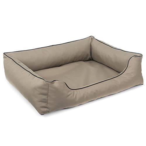 Mestizo Valencia Orthopedic Orthopädisches Haustierbett Hundekorb Tierbett Hundesofa Bezug aus wasserdichtem Polyestergewebe Cordura (Außenmaße: 65x50cm / Innenmaße: 41x27cm, Beige/Schwarz) von Mestizo