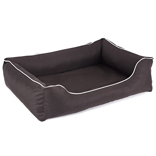 Mestizo Valencia Orthopedic Orthopädisches Haustierbett Hundekorb Tierbett Hundesofa Bezug aus wasserdichtem Polyestergewebe Cordura (Außenmaße: 65x50cm / Innenmaße: 41x27cm, Braun/Weiß) von Mestizo