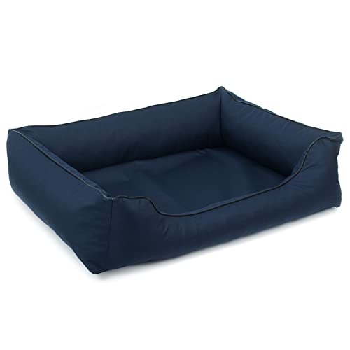 Mestizo Valencia Orthopedic Orthopädisches Haustierbett Hundekorb Tierbett Hundesofa Bezug aus wasserdichtem Polyestergewebe Cordura (Außenmaße: 65x50cm / Innenmaße: 41x27cm, Marine/Schwarz) von Mestizo