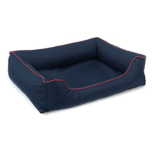 Mestizo Valencia Orthopedic Orthopädisches Haustierbett Hundekorb Tierbett Hundesofa Bezug aus wasserdichtem Polyestergewebe Cordura (Außenmaße: 80x60cm / Innenmaße: 56x40cm, Marine/Rot) von Mestizo