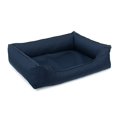 Mestizo Valencia Orthopedic Orthopädisches Haustierbett Hundekorb Tierbett Hundesofa Bezug aus wasserdichtem Polyestergewebe Cordura (Außenmaße: 80x60cm / Innenmaße: 56x40cm, Marine/Schwarz) von Mestizo