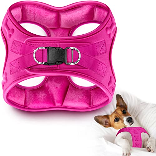 Metric USA Comfort Fit Hundegeschirr, einfach anzuziehen, verstellbar, bequem, weicher Plüsch, für kleine und mittelgroße Hunde unter 13,6 kg (M, Rosa) von Metric USA