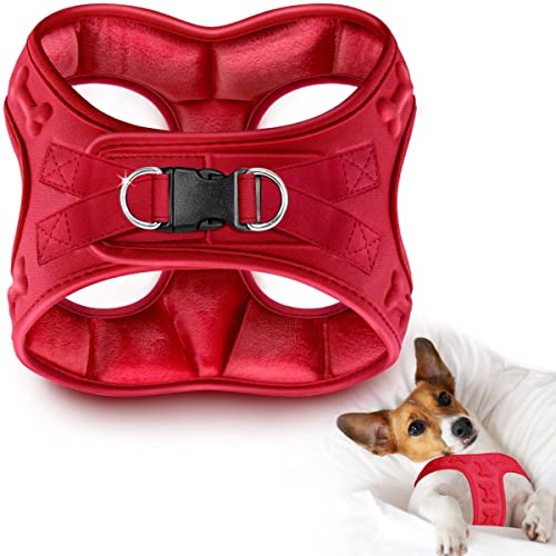 Metric USA Comfort Fit Hundegeschirr, einfach anzuziehen, verstellbar, bequem, weicher Plüsch, für kleine und mittelgroße Hunde unter 13,6 kg (klein, rot) von Metric USA
