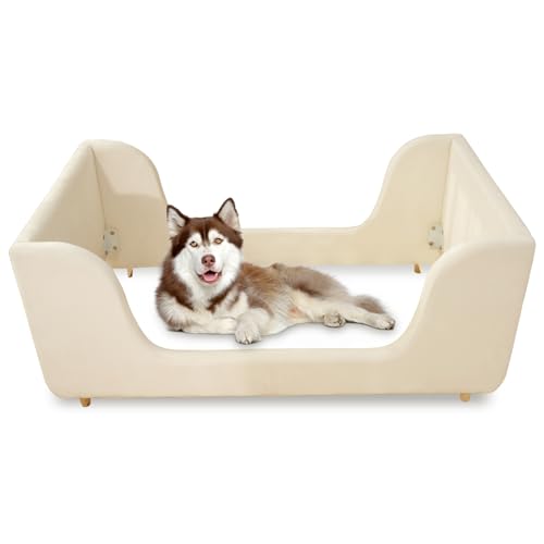 Meulbaty Hundebetten für Hunde, beruhigendes Hundebett (Beige) von Meulbaty