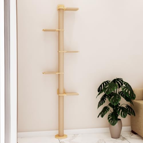 Kratzbaum, 5 Etagen, platzsparend, Naturholz, Wildsimulation, Wandmontage, Kratzbaum, 203,2 cm, für Kätzchen, Klettern, Kratzen, Aussichtspunkt, 203,2 cm von MewJoyee