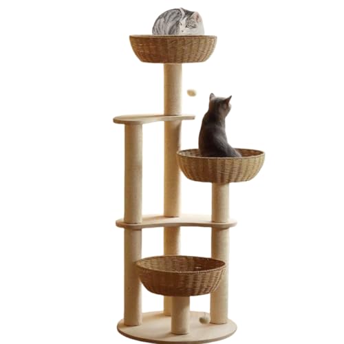 MewJoyee 137,2 cm großer, moderner Kratzbaum für Katzen, luxuriöses Rattan-Eichenholz, Massivholz, 3 gewebte Katzennester und waschbare Kühlkissen, Sisal-Kratzstämme, Holzwachs-Öl-Version MewJoyee 137,2 cm großer, moderner Kratzbaum für Katzen, luxuriöses Rattan-Eichenholz, Massivholz, 3 gewebte Katzennester und waschbare Kühlkissen, Sisal-Kratzstämme, Holzwachs-Öl-Version von MewJoyee