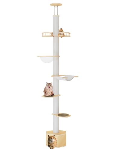 Moderner Katzenbaum vom Boden bis zur Decke Katzenturm Höhenverstellbar Kletterturm mit verdickten Kratzstämmen, Gothic Katzenbaum mit Sarg Katze Codon und gemütlicher Hängematte, Gelb Moderner Katzenbaum vom Boden bis zur Decke Katzenturm Höhenverstellbar Kletterturm mit verdickten Kratzstämmen, Gothic Katzenbaum mit Sarg Katze Codon und gemütlicher Hängematte, Gelb von MewJoyee