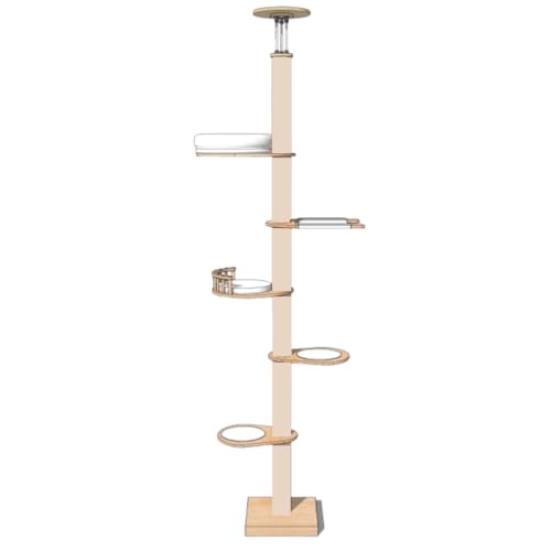 Moderner Kratzbaum für Katzen, vom Boden bis zur Decke, natürliches Sisalseil, mit Pedal, eingezäunt, transparentes Katzenbett, Höhe 228,6–274,3 cm, verstellbar, hoch, verschiedene Stile Moderner Kratzbaum für Katzen, vom Boden bis zur Decke, natürliches Sisalseil, mit Pedal, eingezäunt, transparentes Katzenbett, Höhe 228,6–274,3 cm, verstellbar, hoch, verschiedene Stile von MewJoyee