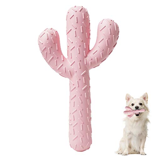MewaJump HundeKauspielzeug, robustes GummiHundespielzeug für aggressive Kauer, KaktusLanglebiges Spielzeug für Training und Reinigung der Zähne, rosa süßes Hundespielzeug für kleinemittelgroße von Mewajump