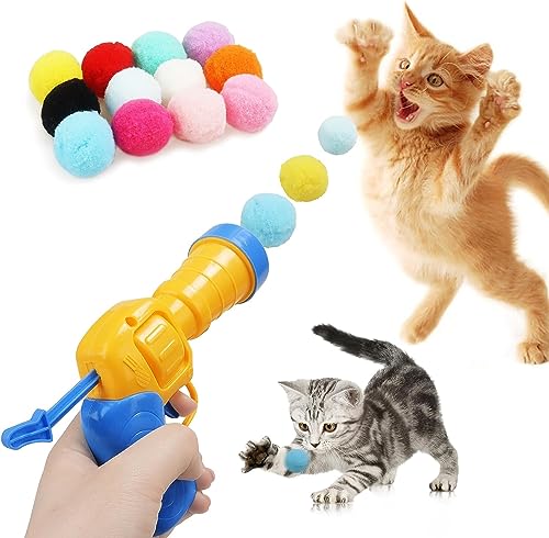 Mewlmart Cat Toys Interactive for Indoor Cats Halloween Cat Toys for Indoor Cats Self Play Cat Ball Toy Puff Balls Cat Enrichment Toys Pom Pom Balls Plush Ball Launcher for Cats 30 Balls von Mewlmart
