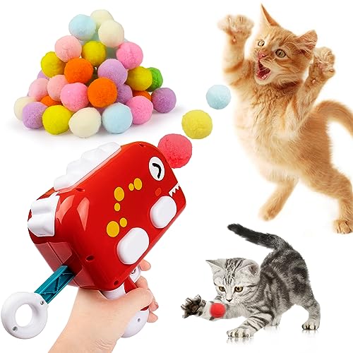 Mewlmart Katzenspielzeug, interaktives Katzenspielzeug für den Innenbereich, Katzenspielzeug für Innen, Katzenball, Spielzeug, Pompom-Bälle, Plüschballwerfer für Katzen, Puffbälle, von Mewlmart