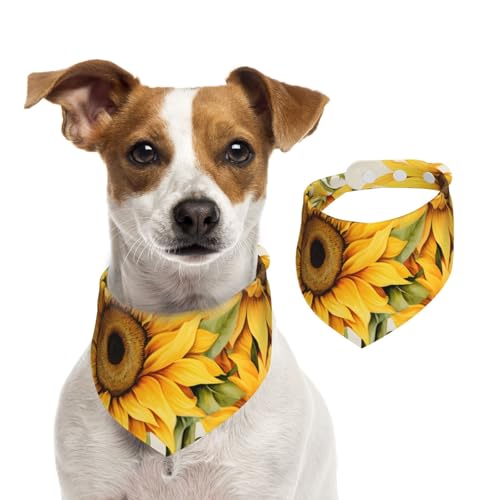 Hundehalstuch, Motiv: Blumenstrauß mit Sonnenblumen, 1 Stück, Hundezubehör für kleine Hunde von Mexpekil