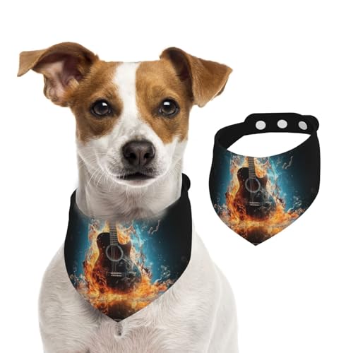 Hundehalstuch, Motiv: Musikgitarre im Wasser und Feuer, Hunde-Halstuch, 1 Stück, Hundezubehör für kleine Hunde von Mexpekil