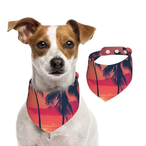 Hundehalstuch, Motiv: Sonnenuntergang Palme, 1 Stück, Hundezubehör für kleine Hunde Hundehalstuch, Motiv: Sonnenuntergang Palme, 1 Stück, Hundezubehör für kleine Hunde von Mexpekil
