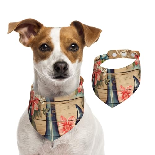 Hundehalstuch, Retro-Design, Holz, nautischer Anker, Blume, Hunde-Halstuch, 1 Stück, Hundezubehör für kleine Hunde Hundehalstuch, Retro-Design, Holz, nautischer Anker, Blume, Hunde-Halstuch, 1 Stück, Hundezubehör für kleine Hunde von Mexpekil
