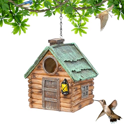 MeyRolizn Deko Vogelhaus, harzig Vogelhäuschen zum Aufhängen, draußen Vogelnistkasten für Hummingbird, Meisenkasten mit 40mm Einflugloch Nisthilfe Vogelhäuschen für Garten Balkon Terrasse (A) von MeyRolizn