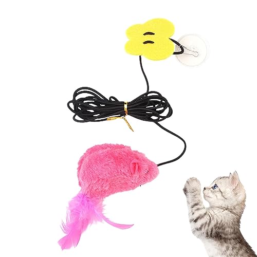 MezoJaoie Katzen-Teaser-Türbehang | Katzenspielzeug, Kätzchenspielzeug Türbehang Spielzeug - Schaukelspielzeug mit Feder und hüpfender Maus, versenkbare Tür, Katzenspielzeug für Hunde von MezoJaoie