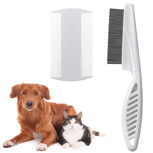 Mezrkuwr® 2 Stück Feinzahnkamm für Haustiere, Katze Hund Flohkamm Haustierkamm Läusekamm Profi Staubkamm Floh Flea Comb Lice Combs Tränenfleckentferner (Weiß) von Mezrkuwr