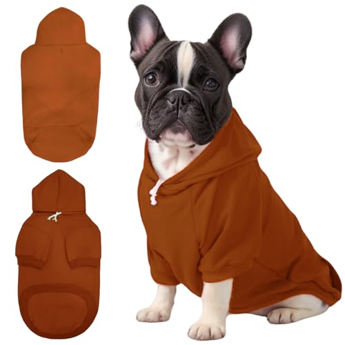 Mfiker Hunde-Kapuzenpullover für Herbst und Winter, für kleine Hunde, mit Loch für die Leine und Tasche, Kapuzen-Sweatshirt für Jungen, Mädchen, kleine, mittelgroße Welpen, Hunde, Katzen (brauner Mfiker Hunde-Kapuzenpullover für Herbst und Winter, für kleine Hunde, mit Loch für die Leine und Tasche, Kapuzen-Sweatshirt für Jungen, Mädchen, kleine, mittelgroße Welpen, Hunde, Katzen (brauner von Mfiker
