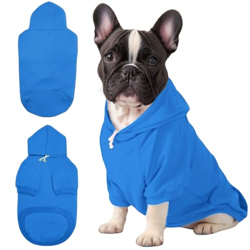 Mfiker Hunde-Kapuzenpullover für Herbst und Winter, für kleine Hunde, mit Loch für die Leine und Tasche, Kapuzen-Sweatshirt für Jungen, Mädchen, kleine, mittelgroße Welpen, Hunde, Katzen (blauer Mfiker Hunde-Kapuzenpullover für Herbst und Winter, für kleine Hunde, mit Loch für die Leine und Tasche, Kapuzen-Sweatshirt für Jungen, Mädchen, kleine, mittelgroße Welpen, Hunde, Katzen (blauer von Mfiker