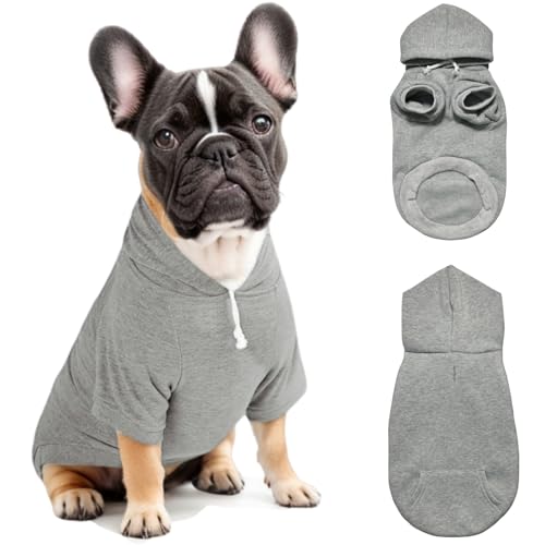 Mfiker Hunde-Kapuzenpullover für Herbst und Winter, für kleine Hunde, mit Loch für die Leine und Tasche, Kapuzen-Sweatshirt für Jungen, Mädchen, kleine, mittelgroße Welpen, Hunde, Katzen (grauer Mfiker Hunde-Kapuzenpullover für Herbst und Winter, für kleine Hunde, mit Loch für die Leine und Tasche, Kapuzen-Sweatshirt für Jungen, Mädchen, kleine, mittelgroße Welpen, Hunde, Katzen (grauer von Mfiker