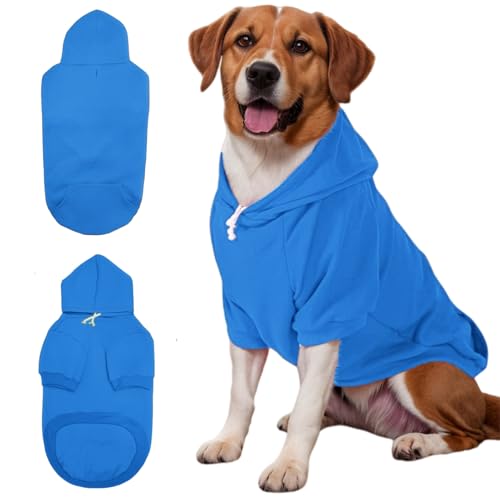 Mfiker Hunde-Kapuzenpullover mit Loch für die Leine, für große Hunde, Herbst und Winter, für große Hunde, kaltes Wetter, Kapuzen-Sweatshirt für große, mittelgroße Hunde und Katzen (blauer Mfiker Hunde-Kapuzenpullover mit Loch für die Leine, für große Hunde, Herbst und Winter, für große Hunde, kaltes Wetter, Kapuzen-Sweatshirt für große, mittelgroße Hunde und Katzen (blauer von Mfiker