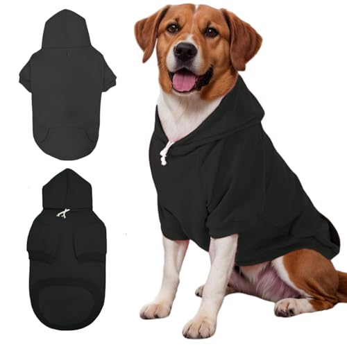 Mfiker Hunde-Kapuzenpullover mit Loch für die Leine für große Hunde, Herbst und Winter, große Hunde, Kleidung, kaltes Wetter, Kapuzen-Sweatshirt für große, mittelgroße Hunde und Katzen (schwarzer Mfiker Hunde-Kapuzenpullover mit Loch für die Leine für große Hunde, Herbst und Winter, große Hunde, Kleidung, kaltes Wetter, Kapuzen-Sweatshirt für große, mittelgroße Hunde und Katzen (schwarzer von Mfiker