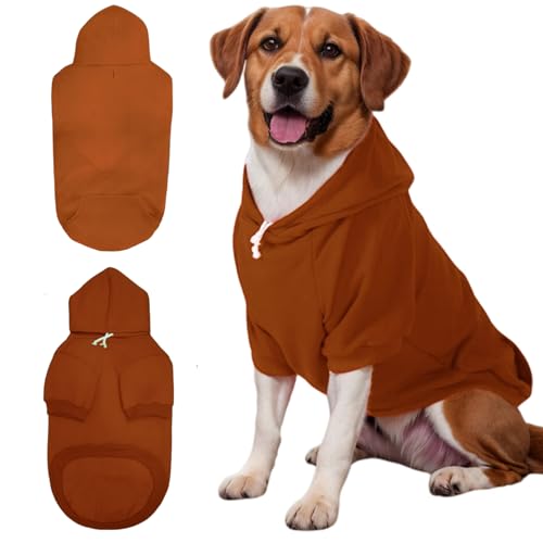 Mfiker Hunde-Kapuzenpullover mit Loch für die Leine für große Hunde, Herbst und Winter, große Hunde, Kleidung, kaltes Wetter, Kapuzen-Sweatshirt für große, mittelgroße Hunde und Katzen (brauner Mfiker Hunde-Kapuzenpullover mit Loch für die Leine für große Hunde, Herbst und Winter, große Hunde, Kleidung, kaltes Wetter, Kapuzen-Sweatshirt für große, mittelgroße Hunde und Katzen (brauner von Mfiker