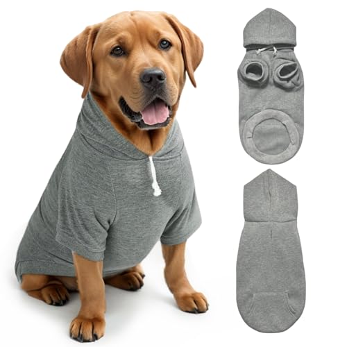 Mfiker Hunde-Kapuzenpullover mit Loch für die Leine für große Hunde, Herbst und Winter, große Hundepullover, Kleidung, kaltes Wetter, Kapuzen-Sweatshirt für große, mittelgroße Hunde und Katzen (grauer Mfiker Hunde-Kapuzenpullover mit Loch für die Leine für große Hunde, Herbst und Winter, große Hundepullover, Kleidung, kaltes Wetter, Kapuzen-Sweatshirt für große, mittelgroße Hunde und Katzen (grauer von Mfiker