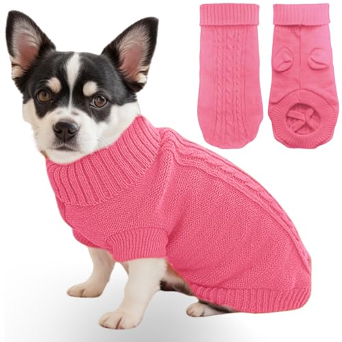 Mfiker Kleiner Hundepullover mit Hinterbeinriemen & Strick-Rollkragen, warme Winter-Hundekleidung für kleine Hunde und Katzen, Haustierpullover für Bulldogge, Chihuahua, Yorkie, Mops, Kätzchen (rosa Mfiker Kleiner Hundepullover mit Hinterbeinriemen & Strick-Rollkragen, warme Winter-Hundekleidung für kleine Hunde und Katzen, Haustierpullover für Bulldogge, Chihuahua, Yorkie, Mops, Kätzchen (rosa von Mfiker