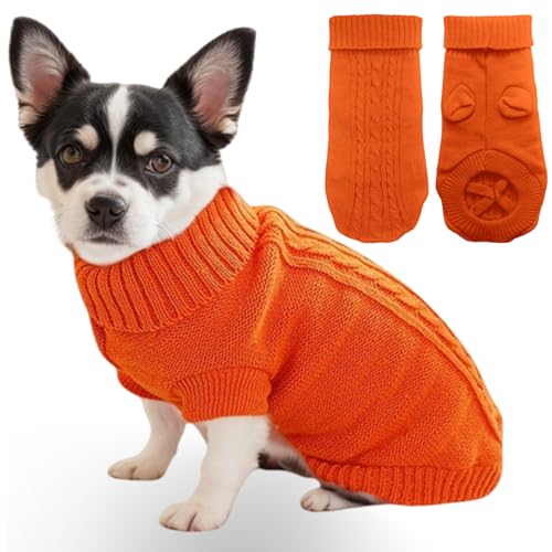 Mfiker Kleiner Hundepullover mit Hinterbeinriemen & Strick-Rollkragen, warme Winterkleidung für kleine Hunde und Katzen, Haustierpullover für Bulldogge, Chihuahua, Yorkie, Mops, Kätzchen Mfiker Kleiner Hundepullover mit Hinterbeinriemen & Strick-Rollkragen, warme Winterkleidung für kleine Hunde und Katzen, Haustierpullover für Bulldogge, Chihuahua, Yorkie, Mops, Kätzchen von Mfiker