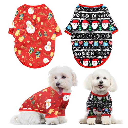 Mfsdai Haustier Weihnachts T-Shirt Pullover,Weihnachten/Urlaub Kleidung Sind Weich und Gemütlich für Welpen, kleine Hunde, Katzen L von Mfsdai
