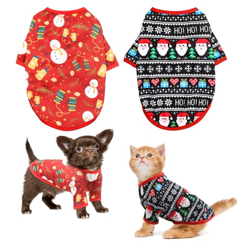 Mfsdai Haustier Weihnachts T-Shirt Pullover,Weihnachten/Urlaub Kleidung Sind Weich und Gemütlich für Welpen, kleine Hunde, Katzen S von Mfsdai