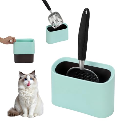 Mfsdai Katzenstreuschaufel mit Halter, Aluminium, mit ergonomischem langem Griff, schnelles Sieben, robust und leicht zu reinigen, für Kätzchentoilette, Grün Mfsdai Katzenstreuschaufel mit Halter, Aluminium, mit ergonomischem langem Griff, schnelles Sieben, robust und leicht zu reinigen, für Kätzchentoilette, Grün von Mfsdai