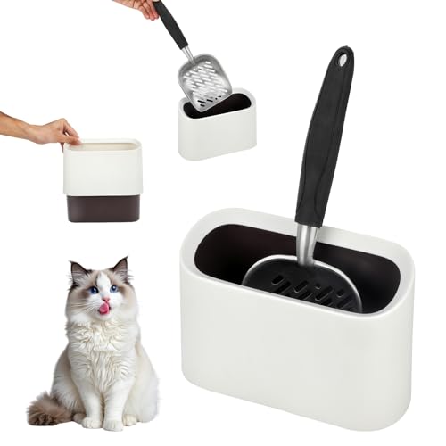 Mfsdai Katzenstreuschaufel mit Halter, Aluminium, mit ergonomischem langem Griff, schnelles Sieben, robust und leicht zu reinigen, für Kätzchentoilette, Weiß Mfsdai Katzenstreuschaufel mit Halter, Aluminium, mit ergonomischem langem Griff, schnelles Sieben, robust und leicht zu reinigen, für Kätzchentoilette, Weiß von Mfsdai