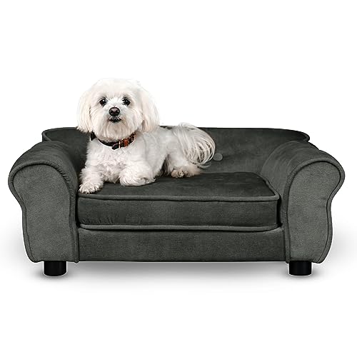 Hunde Bett, Katzen Bett dunkelgrau - Sofa für Hund, mit Armlehnen, Rückenlehne, aus strapazierfähigem Veloursstoff - dekoratives Sofa Klein für Kleintiere, für Katze, hundebett mittelgroße hunde Hunde Bett, Katzen Bett dunkelgrau - Sofa für Hund, mit Armlehnen, Rückenlehne, aus strapazierfähigem Veloursstoff - dekoratives Sofa Klein für Kleintiere, für Katze, hundebett mittelgroße hunde von Mg Design
