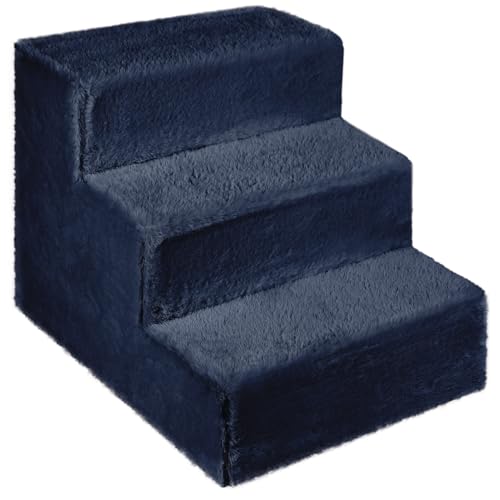 Hundetreppe für kleine Hunde 30 cm hoch Marineblau - Leiter 3 Stufen, gepolstert mit flauschigem Stoff, der Fell imitiert, tragbar - Plattform für Sofa, Bett für Hund, Katze, kleine, ältere Tiere Hundetreppe für kleine Hunde 30 cm hoch Marineblau - Leiter 3 Stufen, gepolstert mit flauschigem Stoff, der Fell imitiert, tragbar - Plattform für Sofa, Bett für Hund, Katze, kleine, ältere Tiere von Mg Design