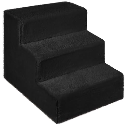Hundetreppe für kleine Hunde 30 cm hoch schwarz - Leiter 3 Stufen, gepolstert mit flauschigem Stoff, der Fell imitiert, tragbar - Plattform für Sofa, Bett für Hund, Katze, kleine, ältere Tiere Hundetreppe für kleine Hunde 30 cm hoch schwarz - Leiter 3 Stufen, gepolstert mit flauschigem Stoff, der Fell imitiert, tragbar - Plattform für Sofa, Bett für Hund, Katze, kleine, ältere Tiere von Mg Design