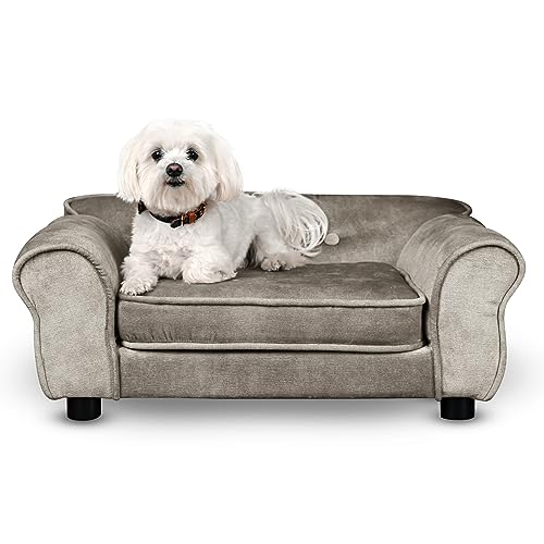 Mg Design Hunde Bett, Katzen Bett beige - Sofa für Hund, mit Armlehnen, Rückenlehne, aus strapazierfähigem Veloursstoff - dekoratives Sofa Klein für Kleintiere, für Katze, hundebett mittelgroße Hunde Mg Design Hunde Bett, Katzen Bett beige - Sofa für Hund, mit Armlehnen, Rückenlehne, aus strapazierfähigem Veloursstoff - dekoratives Sofa Klein für Kleintiere, für Katze, hundebett mittelgroße Hunde von Mg Design