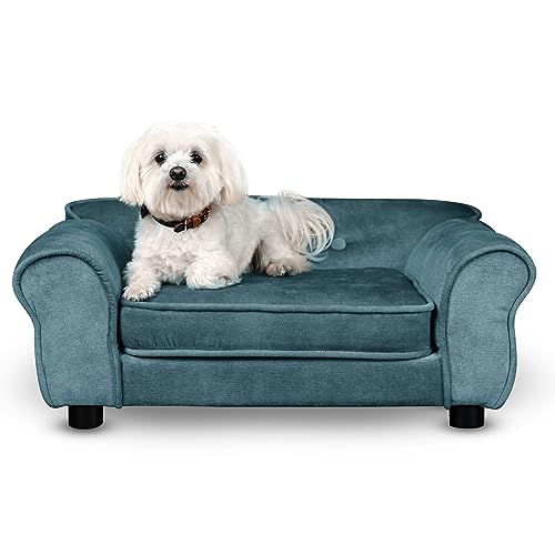 Mg Design Hunde Bett, Katzen Bett blau - Sofa für Hund, mit Armlehnen, Rückenlehne, aus strapazierfähigem Veloursstoff - dekoratives Sofa Klein für Kleintiere, für Katze, hundebett mittelgroße Hunde Mg Design Hunde Bett, Katzen Bett blau - Sofa für Hund, mit Armlehnen, Rückenlehne, aus strapazierfähigem Veloursstoff - dekoratives Sofa Klein für Kleintiere, für Katze, hundebett mittelgroße Hunde von Mg Design